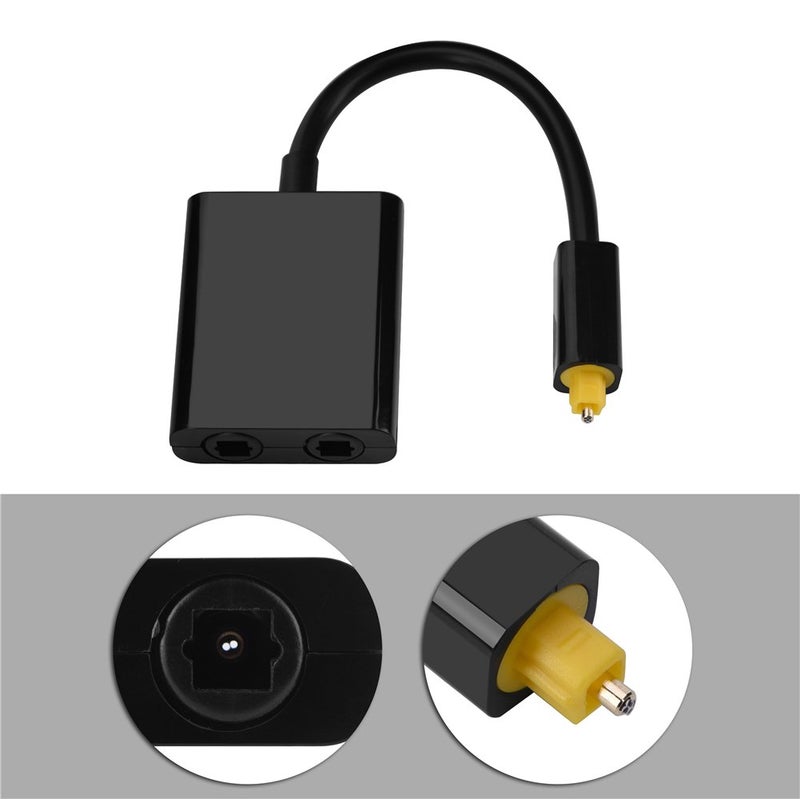 Oumij Dual Port Fiber Audio Splitter, 2 Way Optical Splitter Adapter with Audio Cable 1in 2 Out (Black) - Image 4